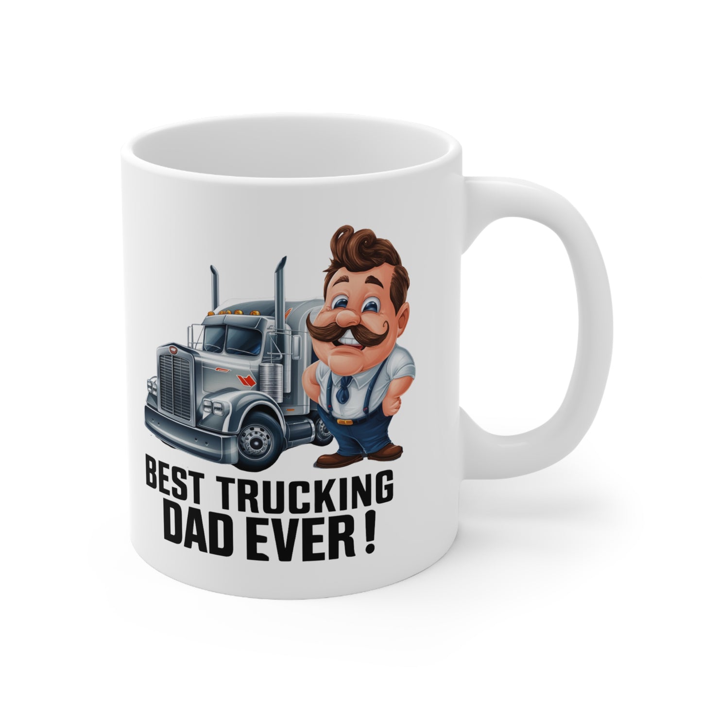 Best Trucking Dad Coffee Mug Gift | 11oz and 15oz Ceramic Cups for Father's Day, Dad Birthday, Truck Drivers, Coffee Lovers