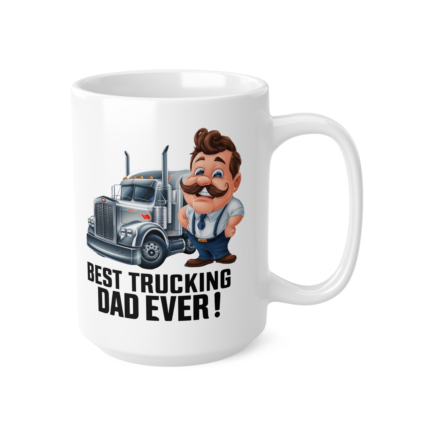 Best Trucking Dad Coffee Mug Gift | 11oz and 15oz Ceramic Cups for Father's Day, Dad Birthday, Truck Drivers, Coffee Lovers