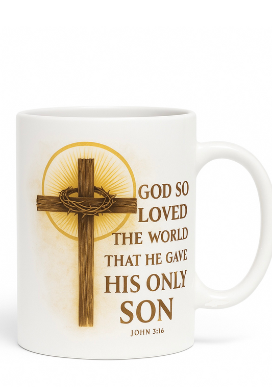 John 3:16 Christian Cross Mug – Faith & Inspiration