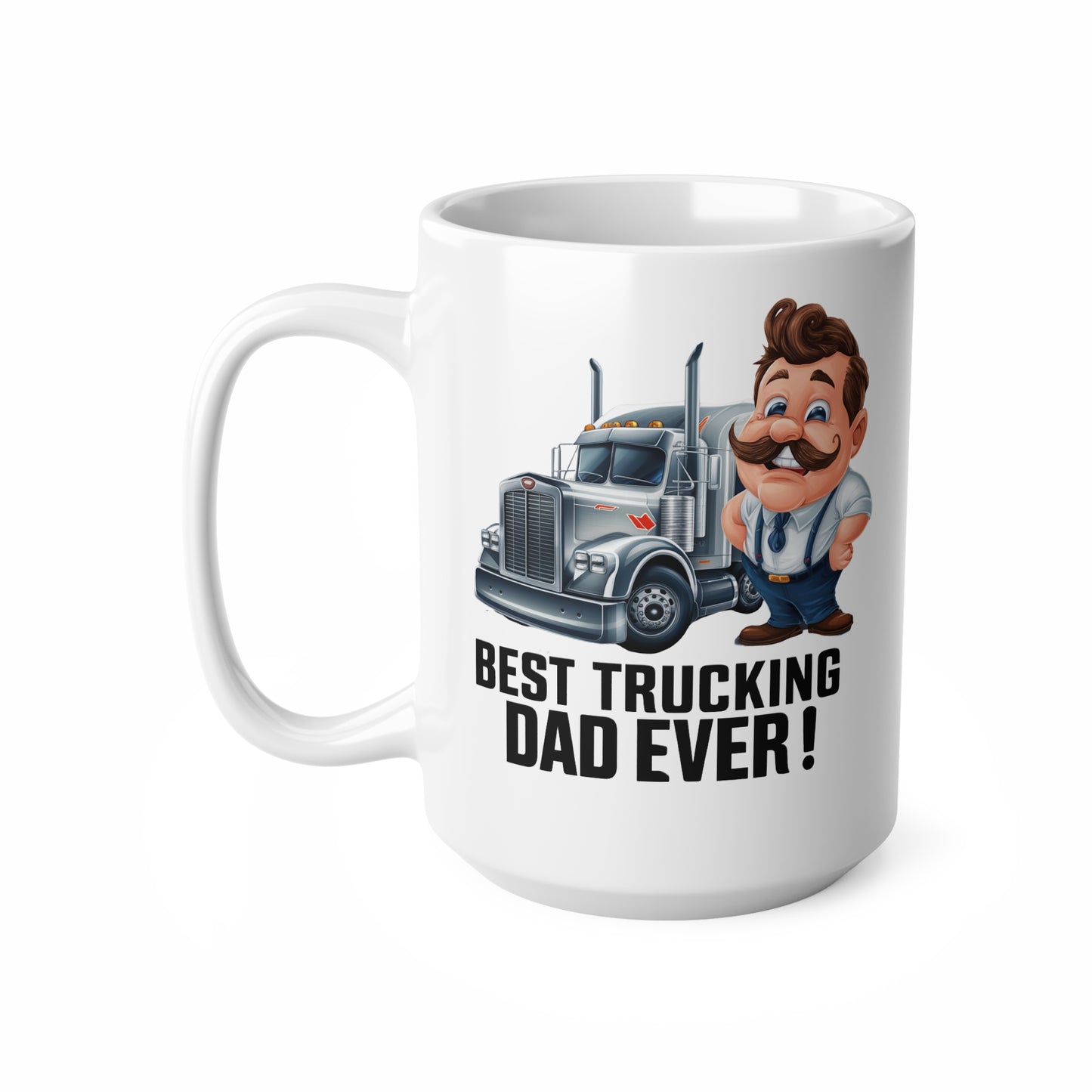 Best Trucking Dad Coffee Mug Gift | 11oz and 15oz Ceramic Cups for Father's Day, Dad Birthday, Truck Drivers, Coffee Lovers