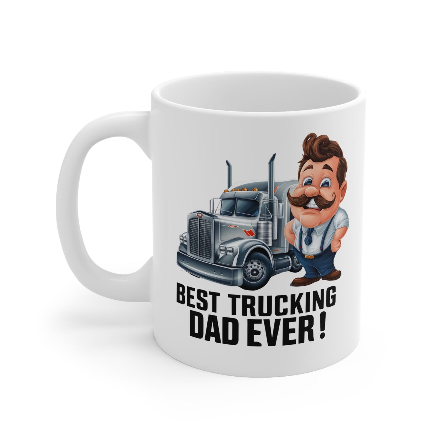 Best Trucking Dad Coffee Mug Gift | 11oz and 15oz Ceramic Cups for Father's Day, Dad Birthday, Truck Drivers, Coffee Lovers