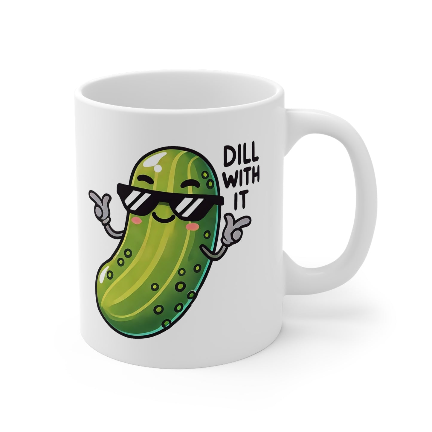 Cool Pickle Coffee Mug, Funny Coffee Cup, Dill With It Mug, Gift for Foodies, Unique Ceramic Mug, Kitchen Decor