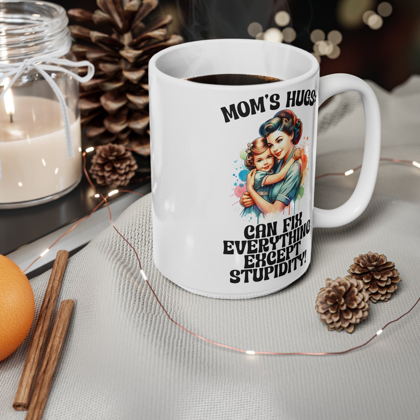 Mom's Hugs Coffee Mug - 11oz & 15oz - Perfect Gift for Mother's Day & Special Occasions