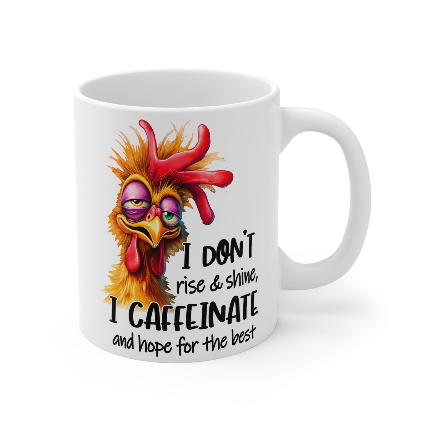 Funny Coffee Mug, I Don't Rise & Shine, I Caffeinate Mug, Gift for Coffee Lovers, Cute Ceramic Cup, Humor for Mornings