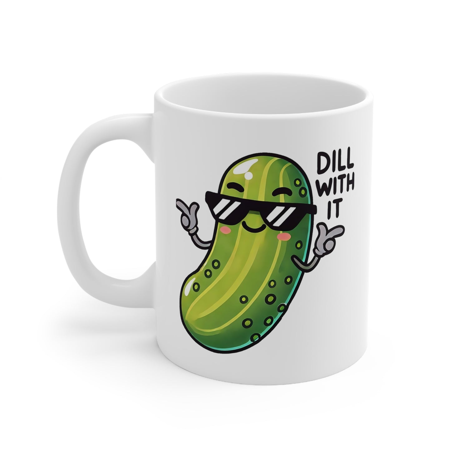 Cool Pickle Coffee Mug, Funny Coffee Cup, Dill With It Mug, Gift for Foodies, Unique Ceramic Mug, Kitchen Decor