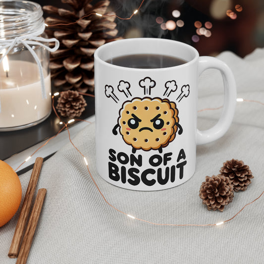 Funny Ceramic Coffee Cups - 'Son of a Biscuit' - Cute Kitchen Gift, Humor Mug, Coffee Lover's Present, Gift for Dad