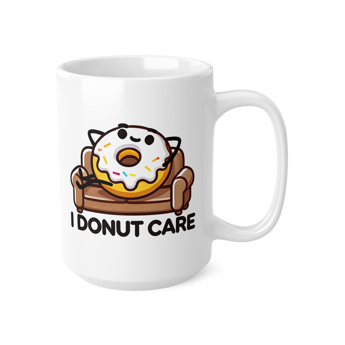Funny Coffee Mugs with Casual Vibe, Perfect for Gift or Home Use, I Donut Care Design, Great for Cafes, Offices, Birthdays, and More