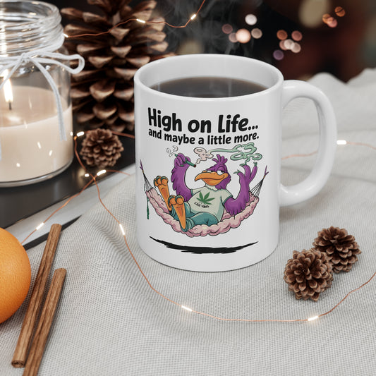 High on Life Ceramic Coffee Mug - Fun 11oz & 15oz Cups for Relaxation Lovers
