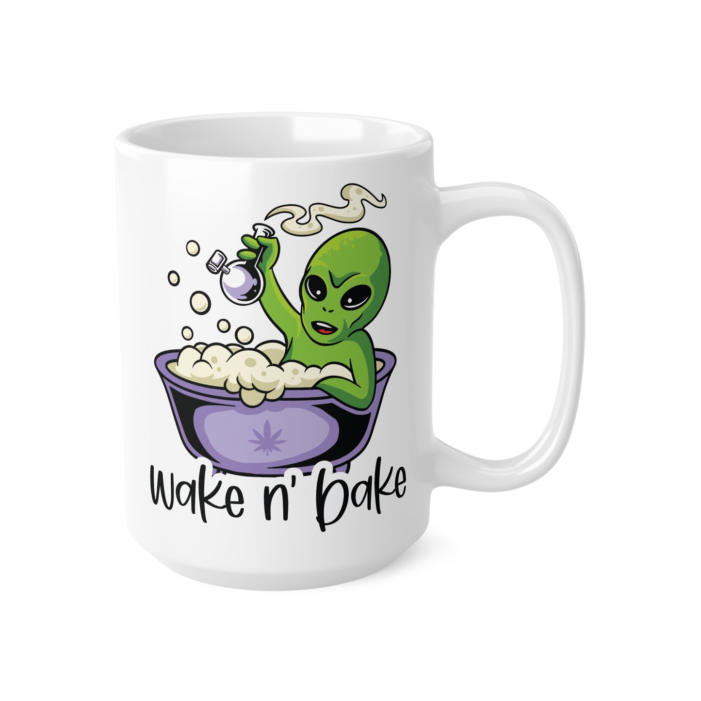 Alien Wake N' Bake Coffee Cups, Funny Ceramic Mugs for Coffee Lovers, Unique Gift for Friends, Stoner Accessories, 11oz & 15oz Sizes