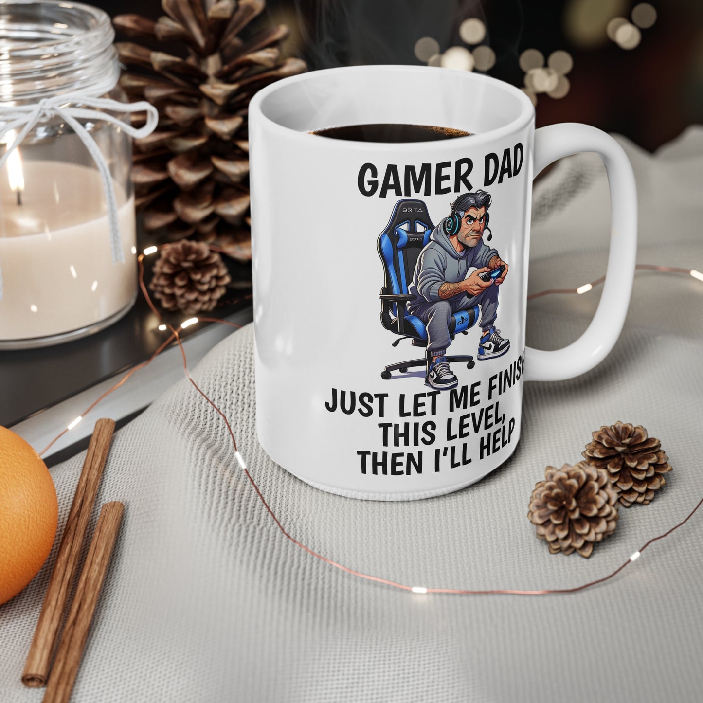 Gamer Dad Coffee Mug - Fun 11oz & 15oz Ceramic Cups for Gaming Fathers