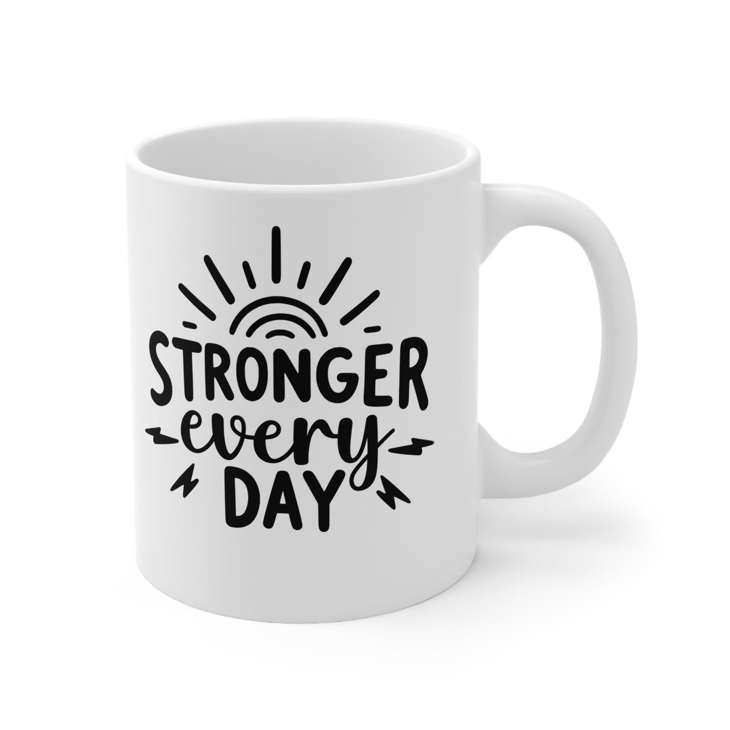 Inspirational Ceramic Coffee Mug - Stronger Every Day, Motivational Gift, Daily Coffee Cup, Positive Affirmation Mug, Self-Care