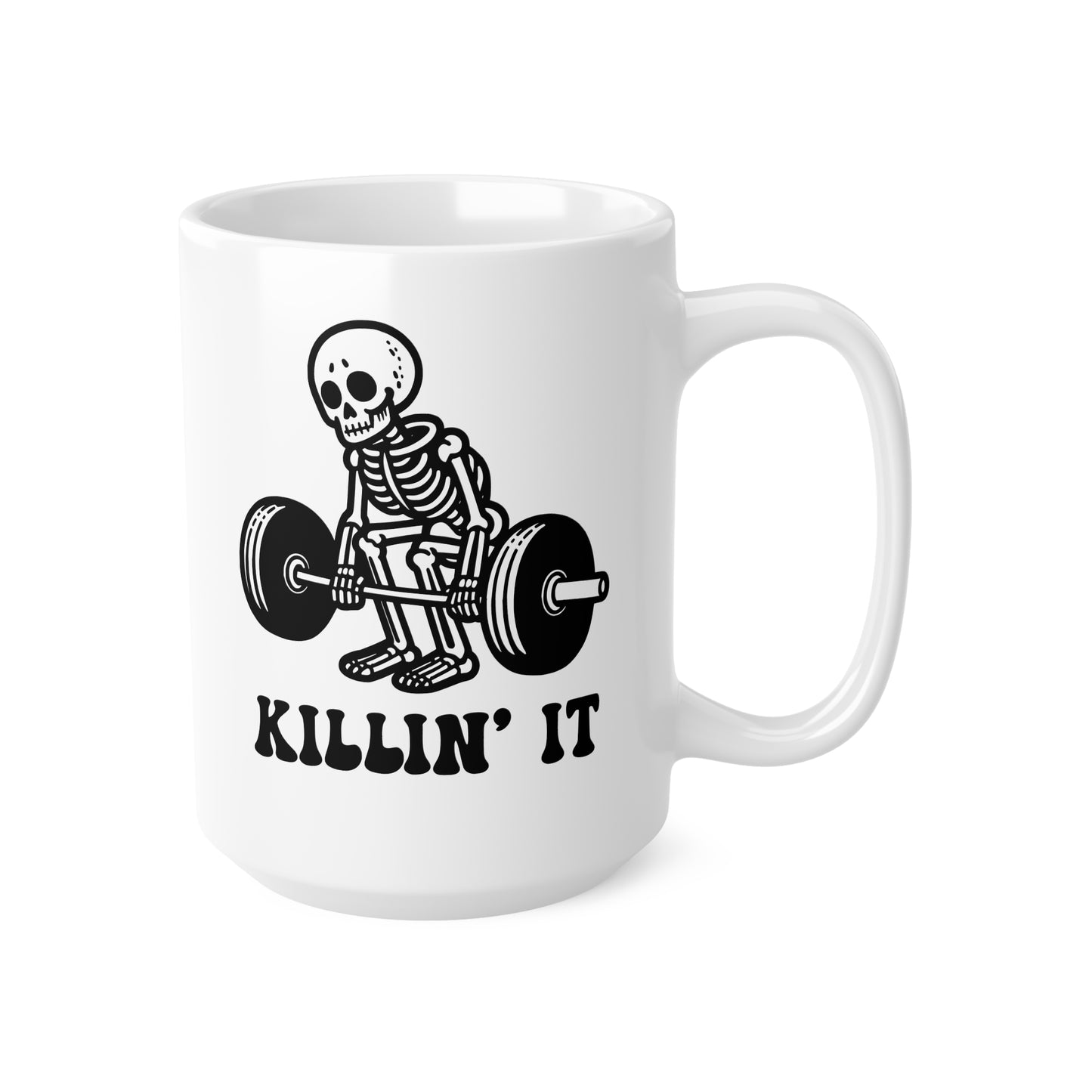 Fitness Themed Coffee Mug, Motivational Gift, Gym Lover Ceramic Cup, Halloween Decor, Skeleton Design, Workout Inspiration