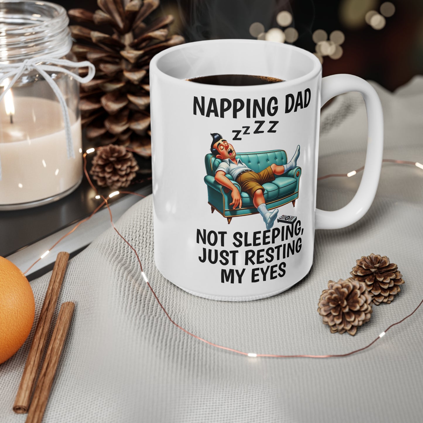 Funny Napping Dad Coffee Mug - 11oz & 15oz Ceramic Cups for Relaxation Lovers
