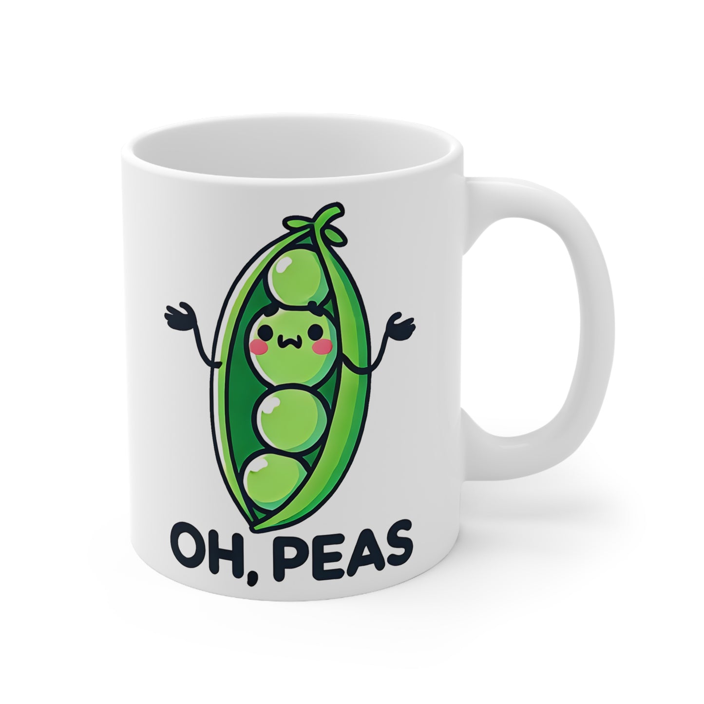 Cute Pea-Themed Coffee Mug, Oh Peas Ceramic Cup, Perfect Gift for Garden Lovers, Funny Kitchen Decor, Cute Coffee Cup for Friends
