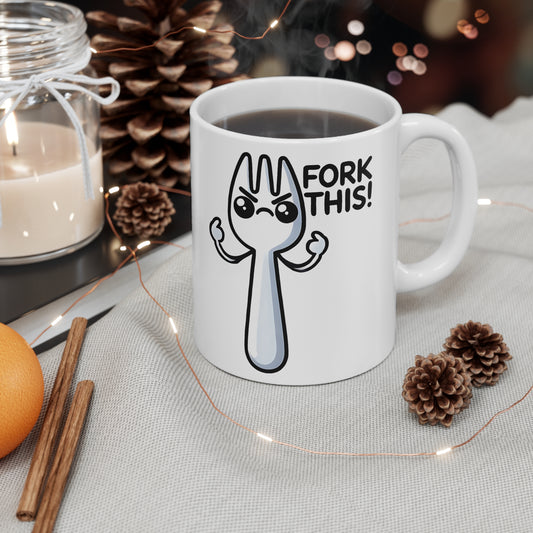Funny Ceramic Coffee Cups - Fork This! | Unique Gifts for Coffee Lovers | Office Mugs | Humor Item | 11oz 15oz