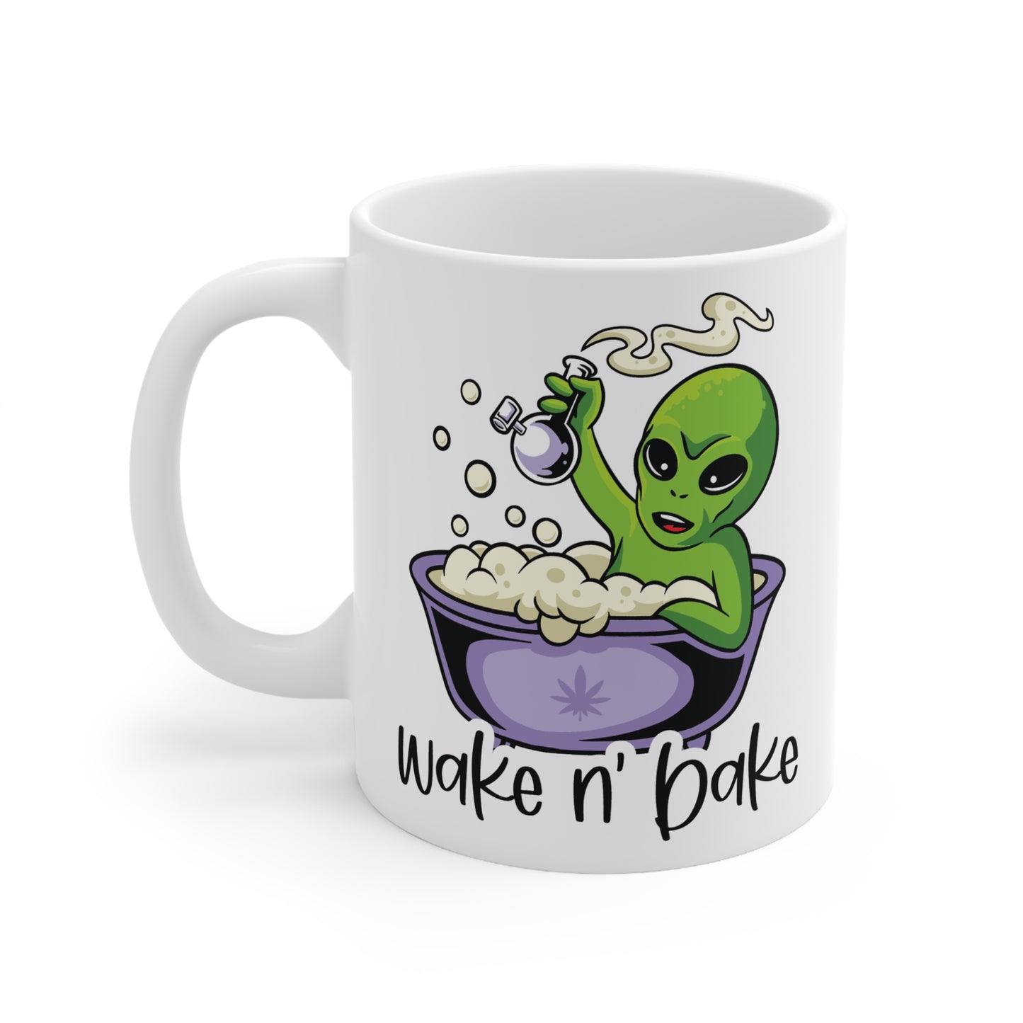 Alien Wake N' Bake Coffee Cups, Funny Ceramic Mugs for Coffee Lovers, Unique Gift for Friends, Stoner Accessories, 11oz & 15oz Sizes