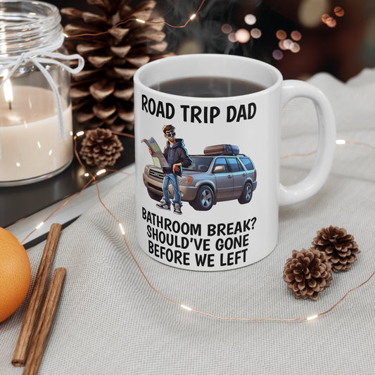 Road Trip Dad Coffee Mug – Fun Ceramic Mug for Travelers, 11oz & 15oz
