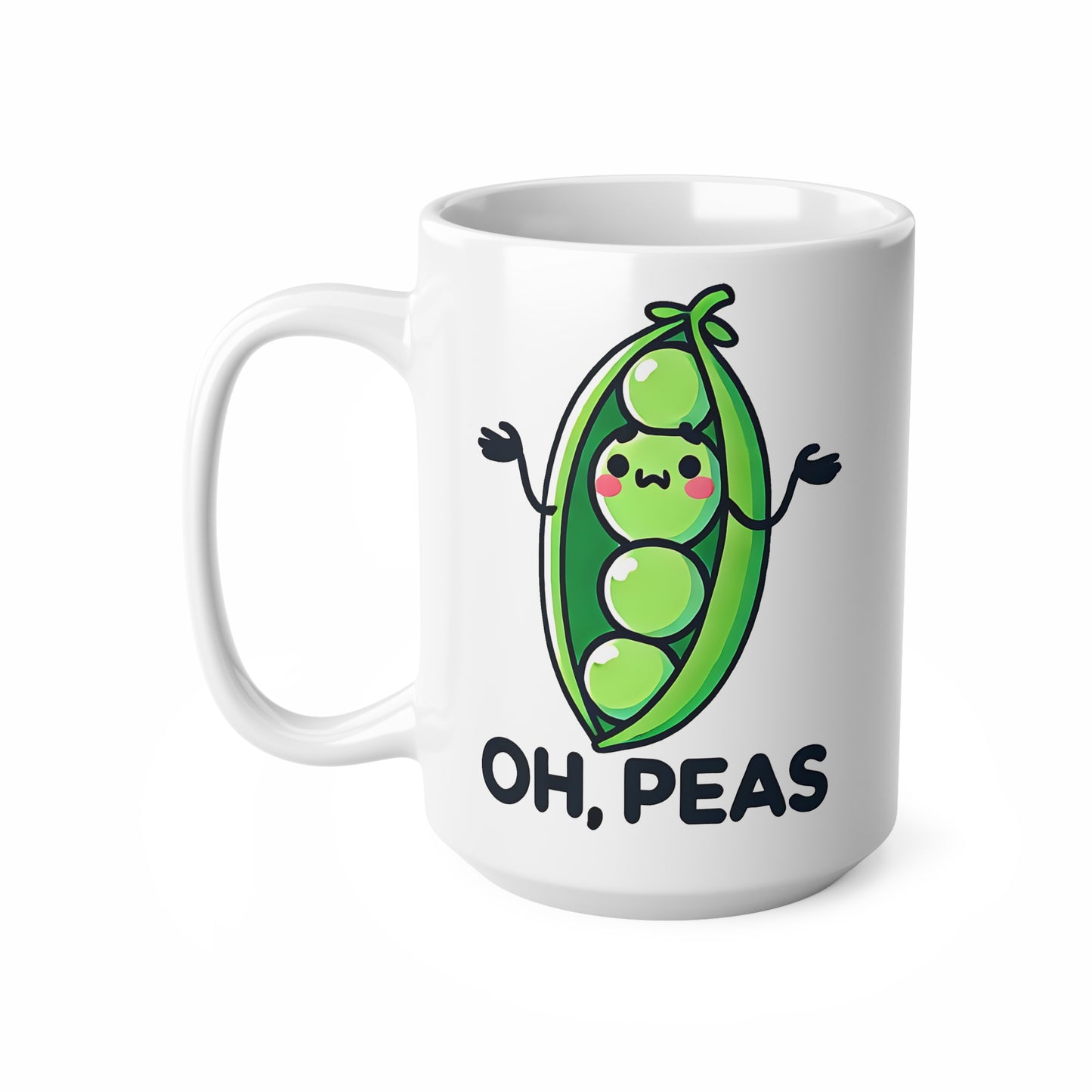Cute Pea-Themed Coffee Mug, Oh Peas Ceramic Cup, Perfect Gift for Garden Lovers, Funny Kitchen Decor, Cute Coffee Cup for Friends