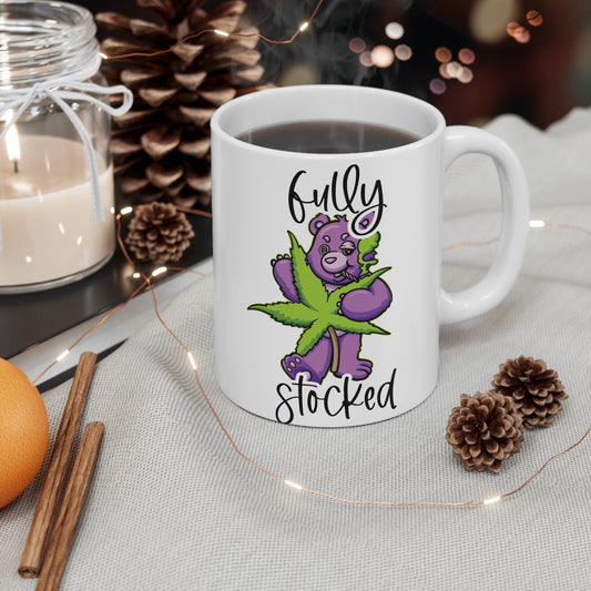 Fully Stocked Ceramic Coffee Cups - Fun & Quirky 11oz/15oz Mugs for Coffee Lovers
