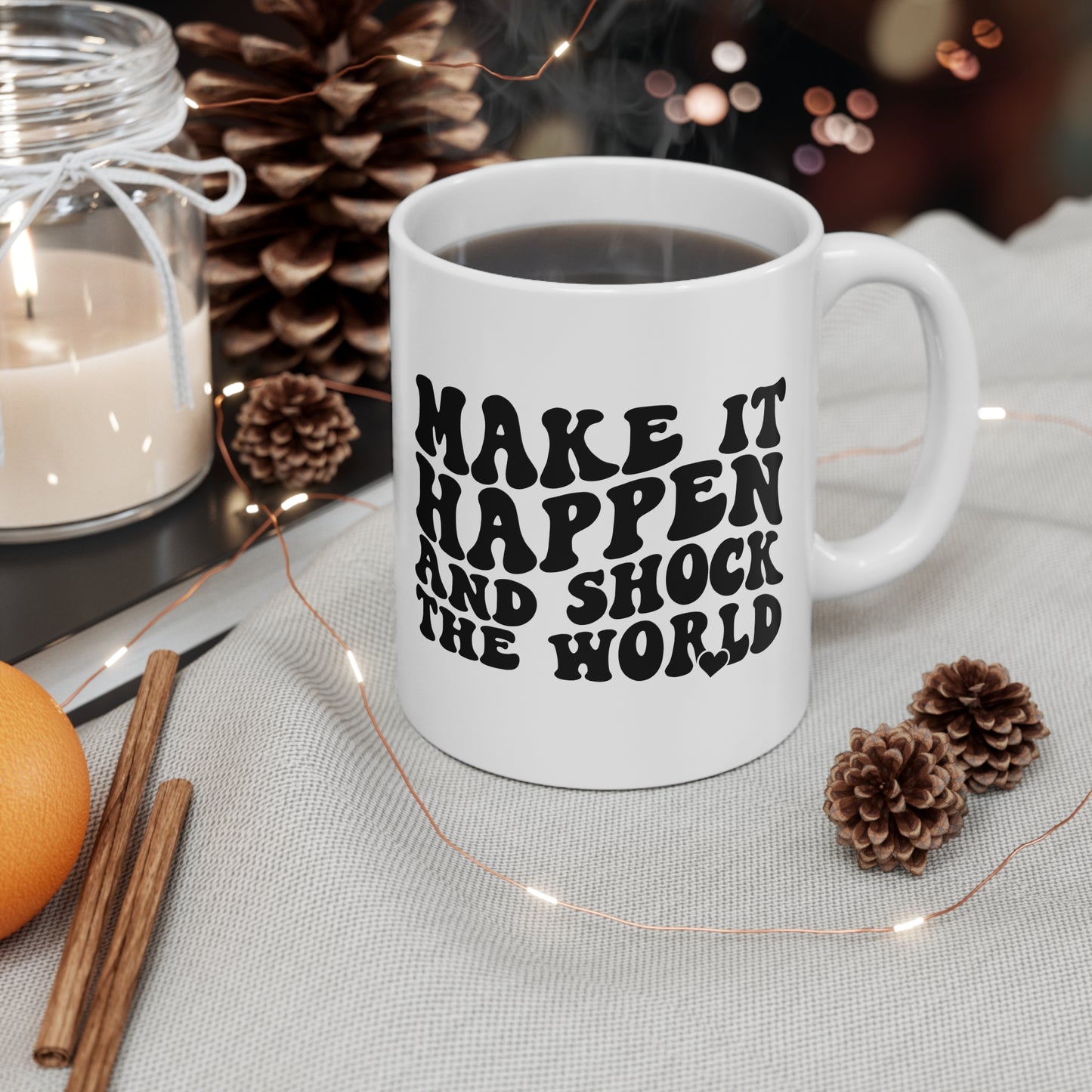 Motivational Ceramic Coffee Mug - Make It Happen and Shock the World, Inspirational Gift for Dreamers, Coffee Lovers, Office Decor, [...]