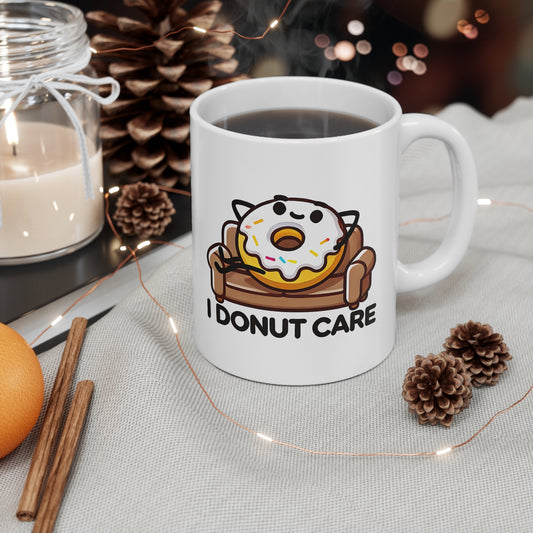 Funny Coffee Mugs with Casual Vibe, Perfect for Gift or Home Use, I Donut Care Design, Great for Cafes, Offices, Birthdays, and More