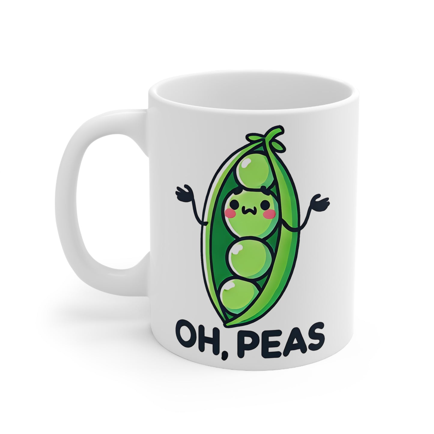 Cute Pea-Themed Coffee Mug, Oh Peas Ceramic Cup, Perfect Gift for Garden Lovers, Funny Kitchen Decor, Cute Coffee Cup for Friends