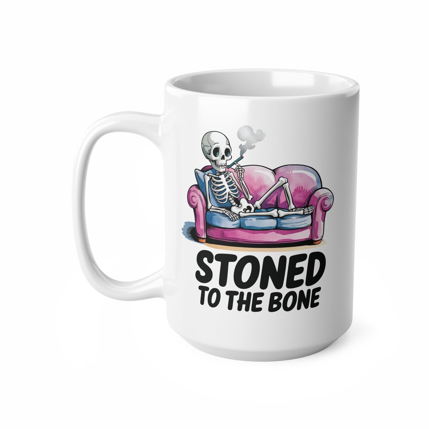 Stoned to the Bone Ceramic Coffee Mug – Fun Humor for Stoner Lovers