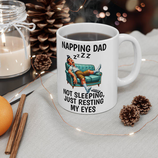 Funny Napping Dad Coffee Mug - 11oz & 15oz Ceramic Cups for Relaxation Lovers