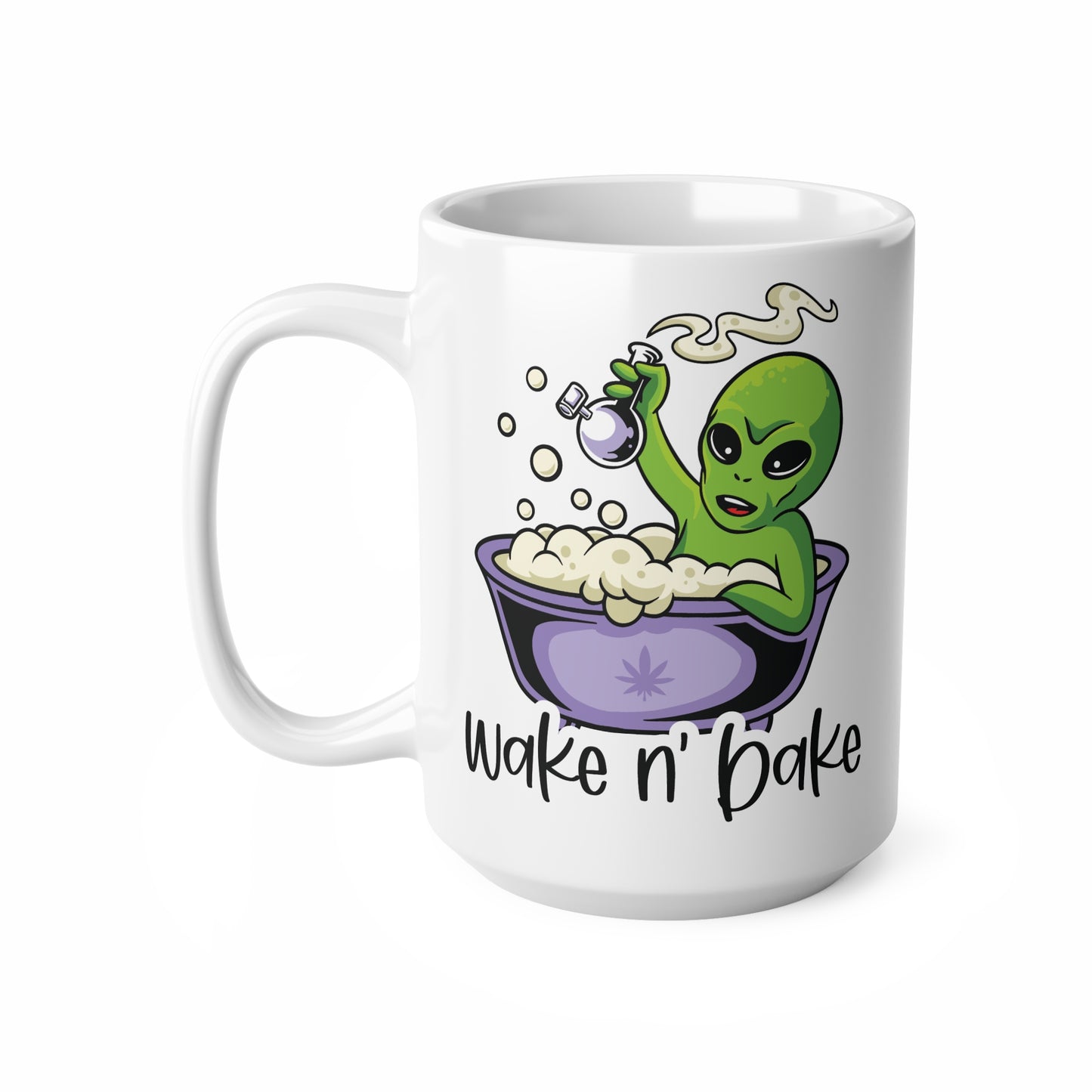 Alien Wake N' Bake Coffee Cups, Funny Ceramic Mugs for Coffee Lovers, Unique Gift for Friends, Stoner Accessories, 11oz & 15oz Sizes