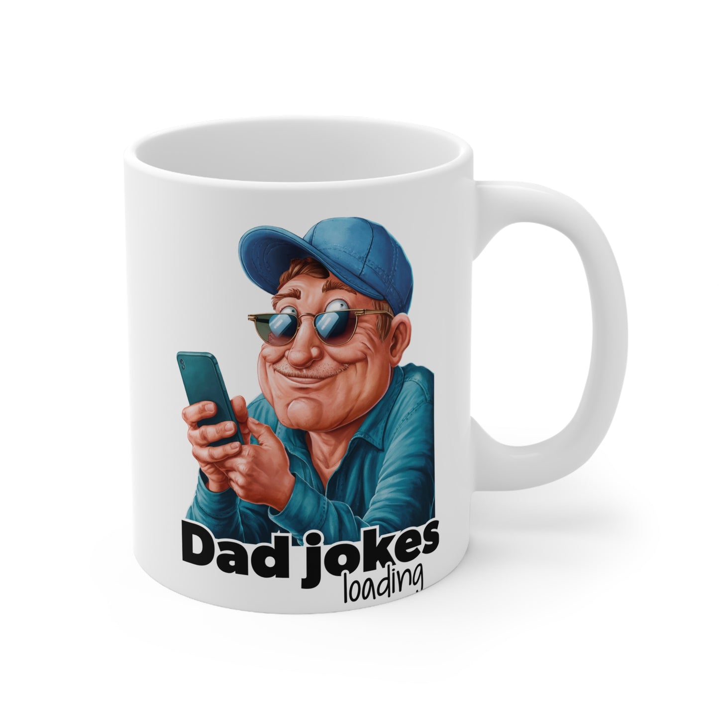 Dad Jokes Loading Ceramic Coffee Cups - Funny Mugs for Dads - 11oz & 15oz