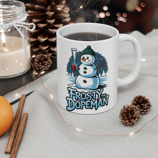 Frosty the Dopeman Ceramic Coffee Cup - Fun Holiday Mug