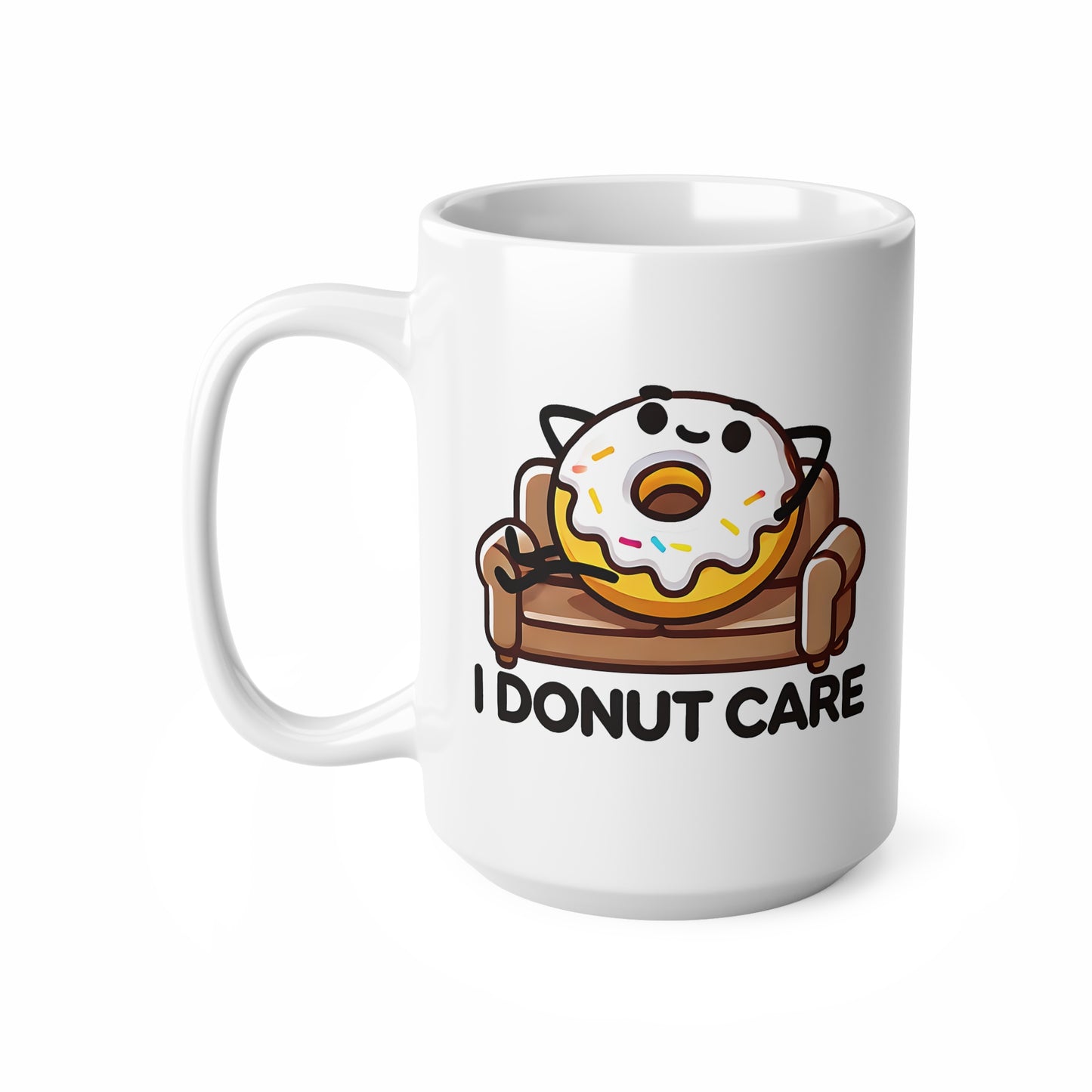 Funny Coffee Mugs with Casual Vibe, Perfect for Gift or Home Use, I Donut Care Design, Great for Cafes, Offices, Birthdays, and More
