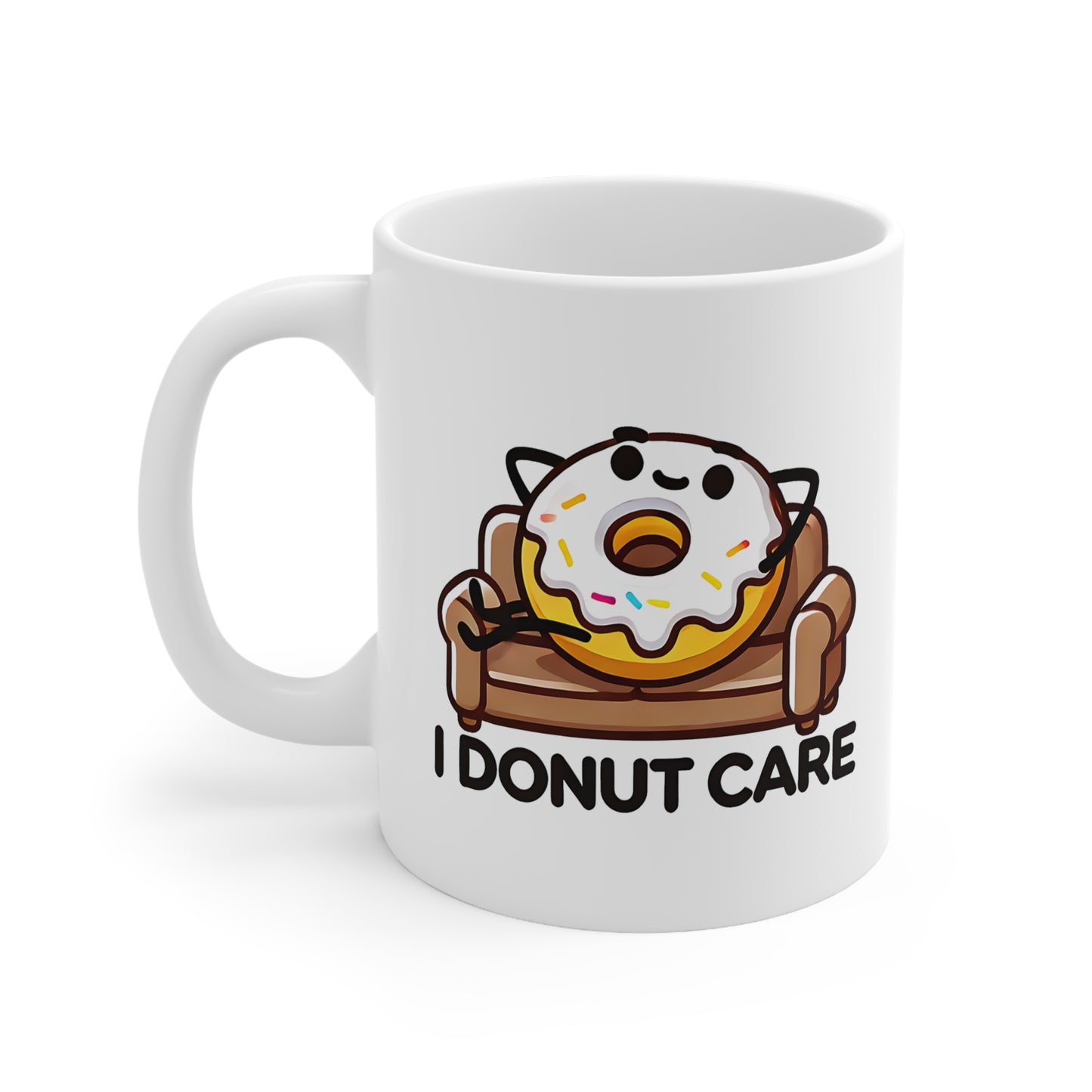 Funny Coffee Mugs with Casual Vibe, Perfect for Gift or Home Use, I Donut Care Design, Great for Cafes, Offices, Birthdays, and More