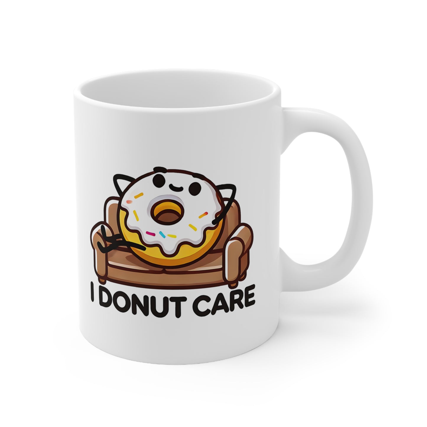 Funny Coffee Mugs with Casual Vibe, Perfect for Gift or Home Use, I Donut Care Design, Great for Cafes, Offices, Birthdays, and More