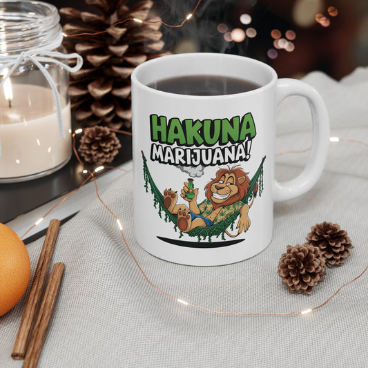 Hakuna Marijuana Ceramic Coffee Cups - Fun 11oz & 15oz Mugs for Chill Vibes