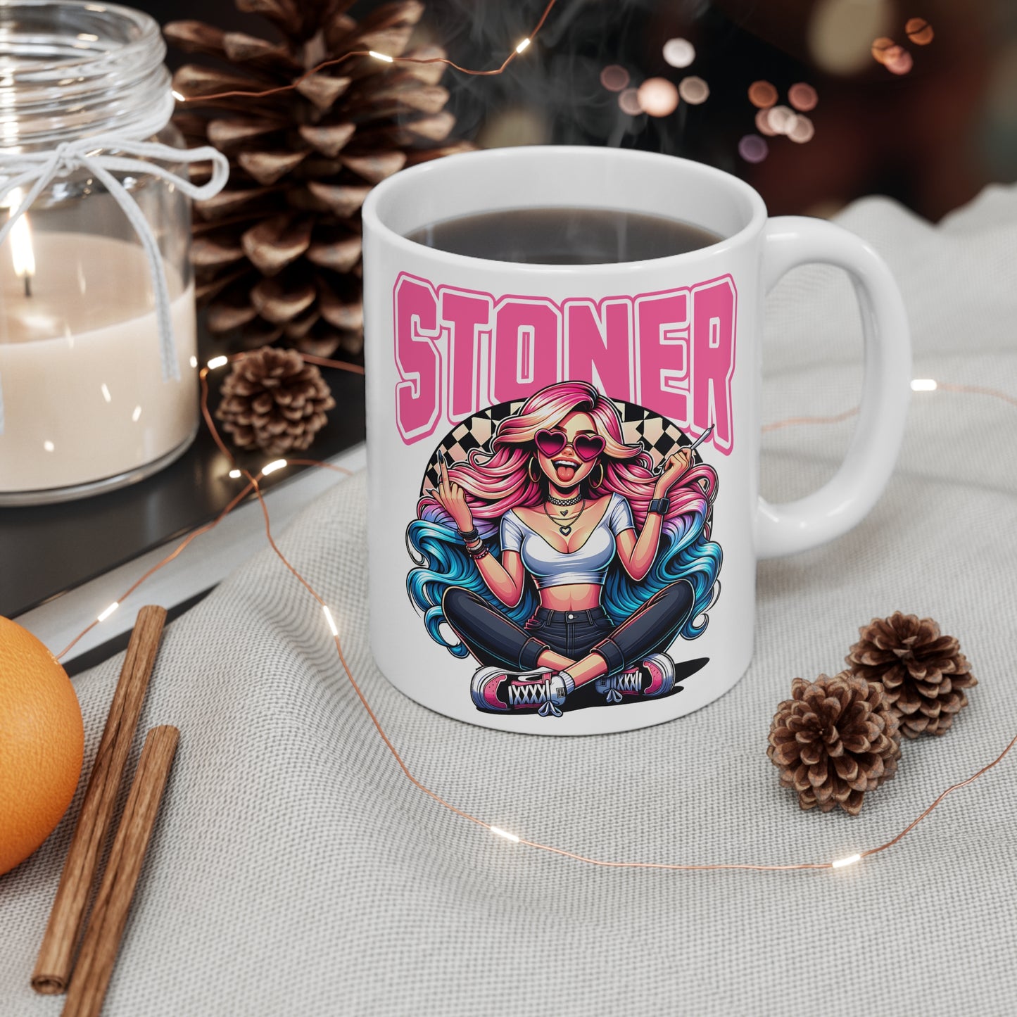 Trendy Stoner Coffee Cups - 11oz & 15oz - Vibrant Art for Coffee Lovers
