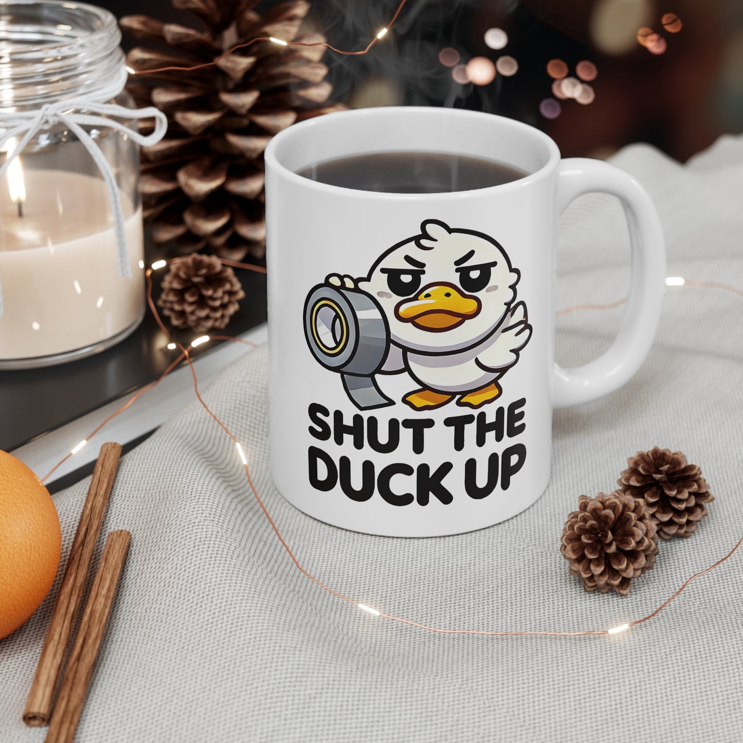 Funny Ceramic Coffee Mugs with Duck Illustration, Unique Gift for Coffee Lovers, Shut the Duck Up, Cute Kitchen Decor, Humorous Gift [...]