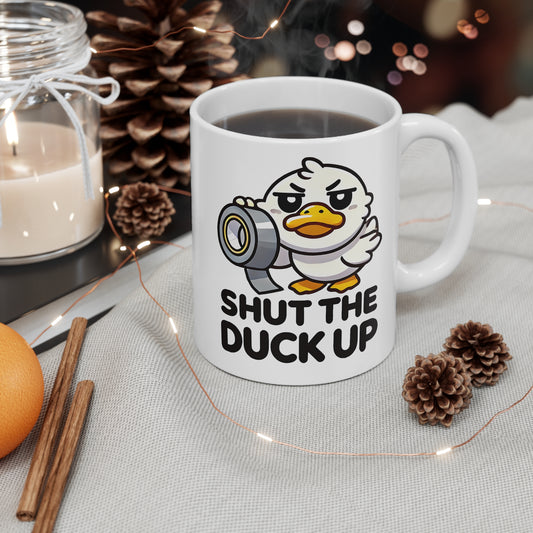 Funny Ceramic Coffee Mugs with Duck Illustration, Unique Gift for Coffee Lovers, Shut the Duck Up, Cute Kitchen Decor, Humorous Gift [...]