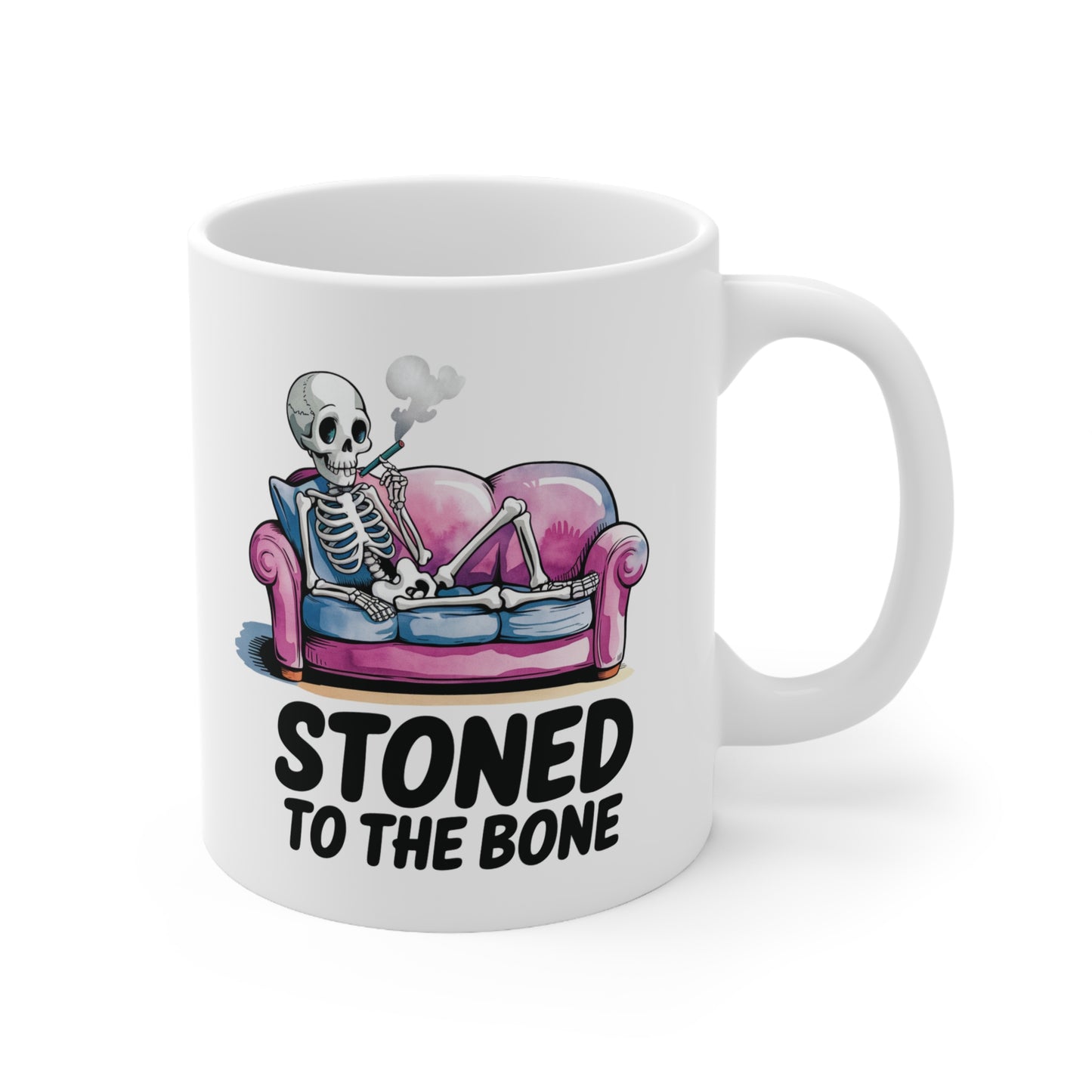 Stoned to the Bone Ceramic Coffee Mug – Fun Humor for Stoner Lovers