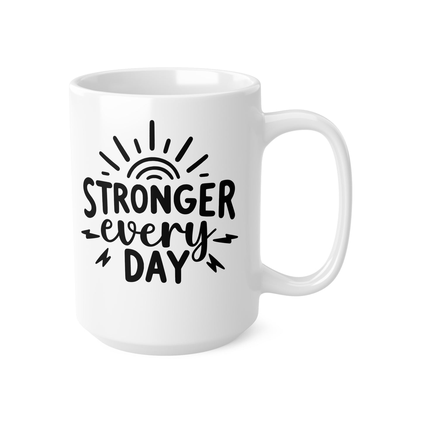 Inspirational Ceramic Coffee Mug - Stronger Every Day, Motivational Gift, Daily Coffee Cup, Positive Affirmation Mug, Self-Care
