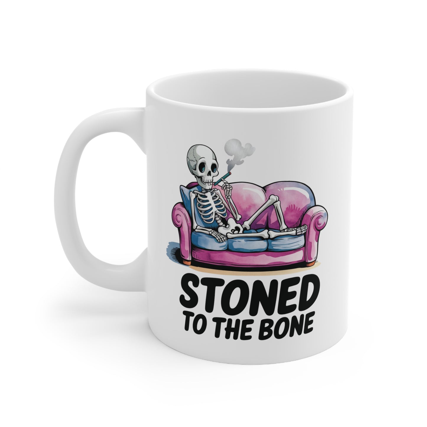 Stoned to the Bone Ceramic Coffee Mug – Fun Humor for Stoner Lovers