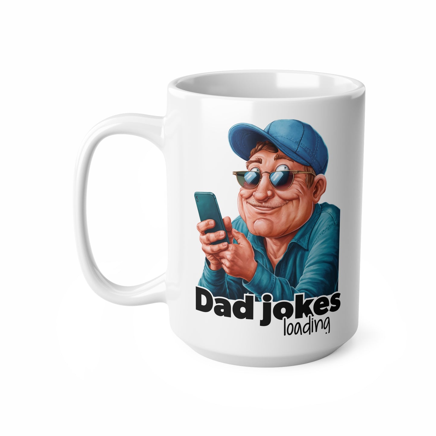 Dad Jokes Loading Ceramic Coffee Cups - Funny Mugs for Dads - 11oz & 15oz