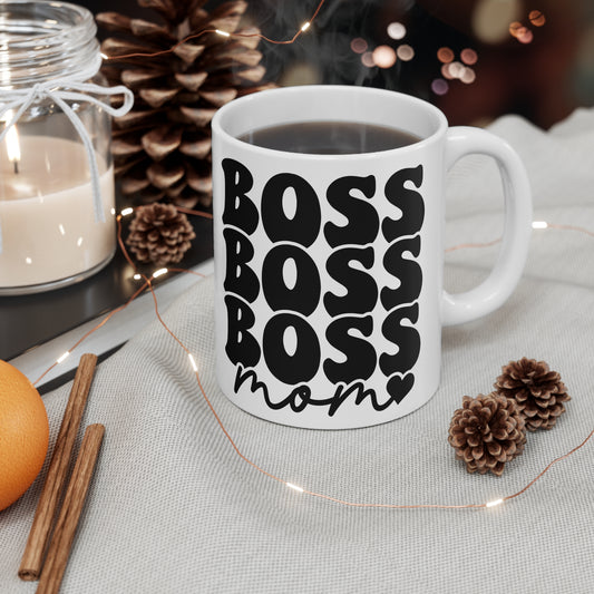Boss Mom Coffee Mug - Empowering Gift for Moms, 11oz & 15oz, Perfect for Mother’s Day, Birthday, Office, Home Decor