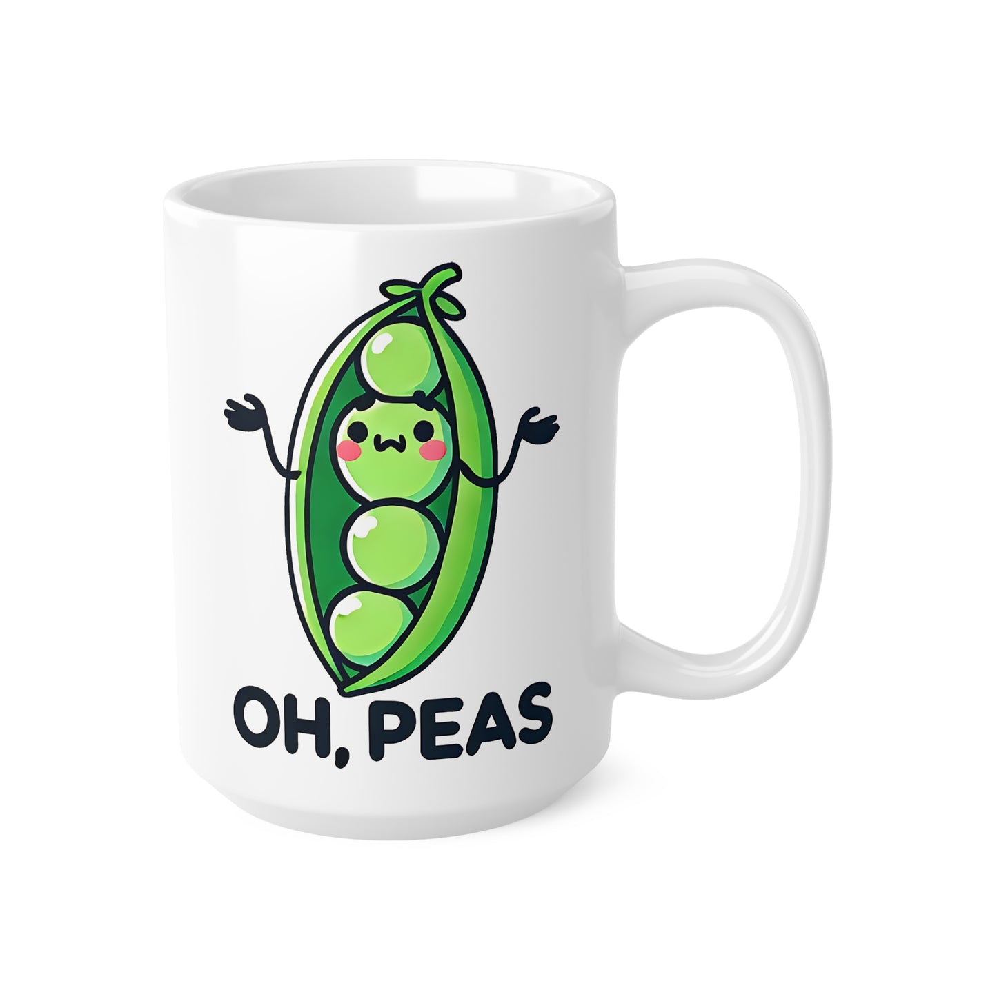 Cute Pea-Themed Coffee Mug, Oh Peas Ceramic Cup, Perfect Gift for Garden Lovers, Funny Kitchen Decor, Cute Coffee Cup for Friends
