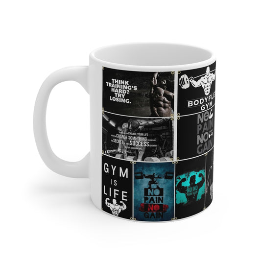 BodyFlex Gym Motivation Mug-"No Pain No Gain" Edition